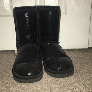 Womens black sequined UGG boots